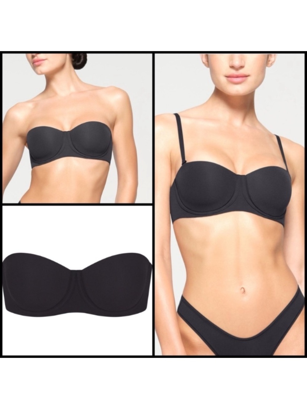 SKIMS Fits Everybody Strapless Bra in Onyx NWT 32DDDD